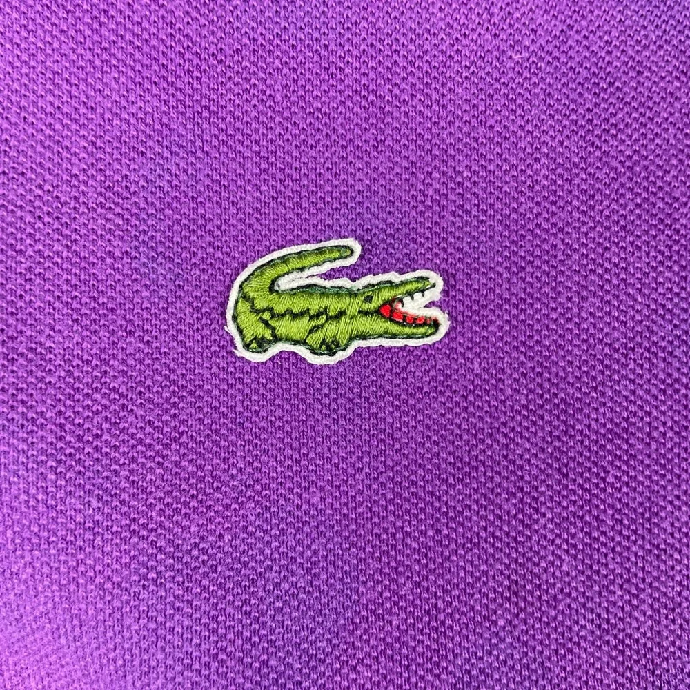 VTG IZOD Lacoste Polo Shirt Mens L Purple Patron Pique Short Sleeve Made In USA